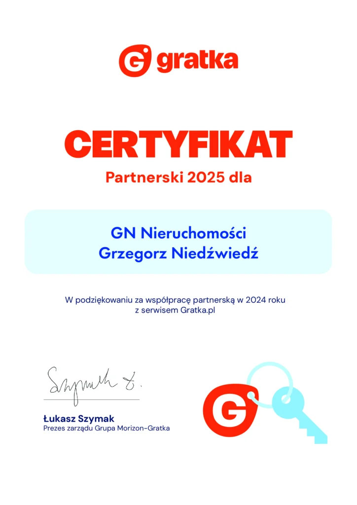 Certyfikat partnerski Gratka dla GN Nieruchomości