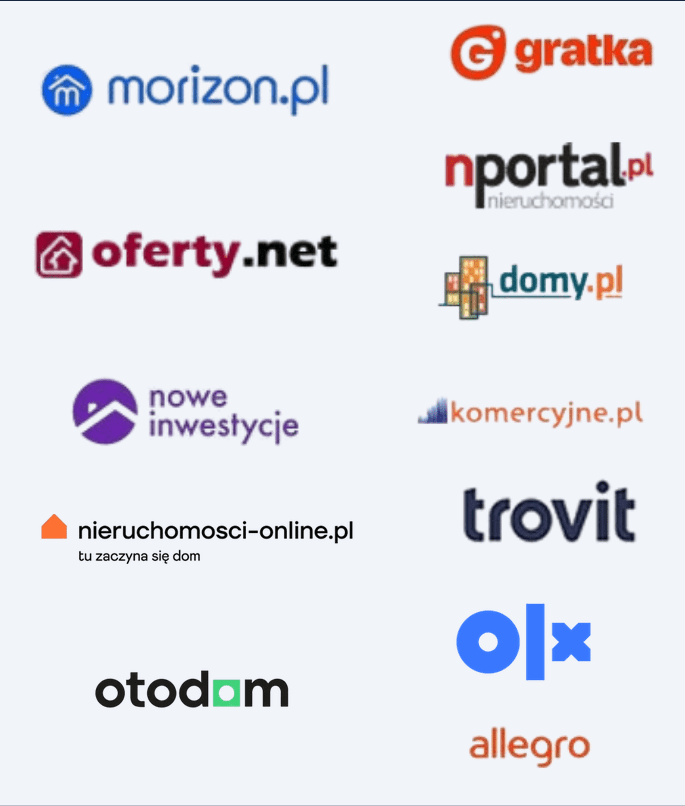 Loga portali ogłoszeniowych dla nieruchomości